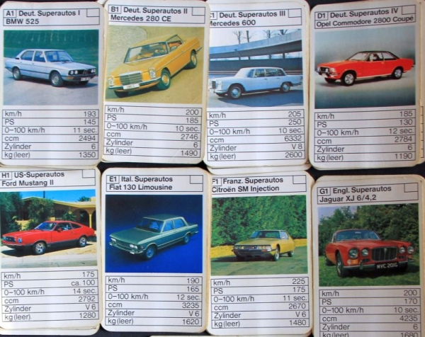 Altenburg Spielkarten "Deutsche Superautos kontra Weltklasse Autos" 1972 Kartenspiel (4496)
